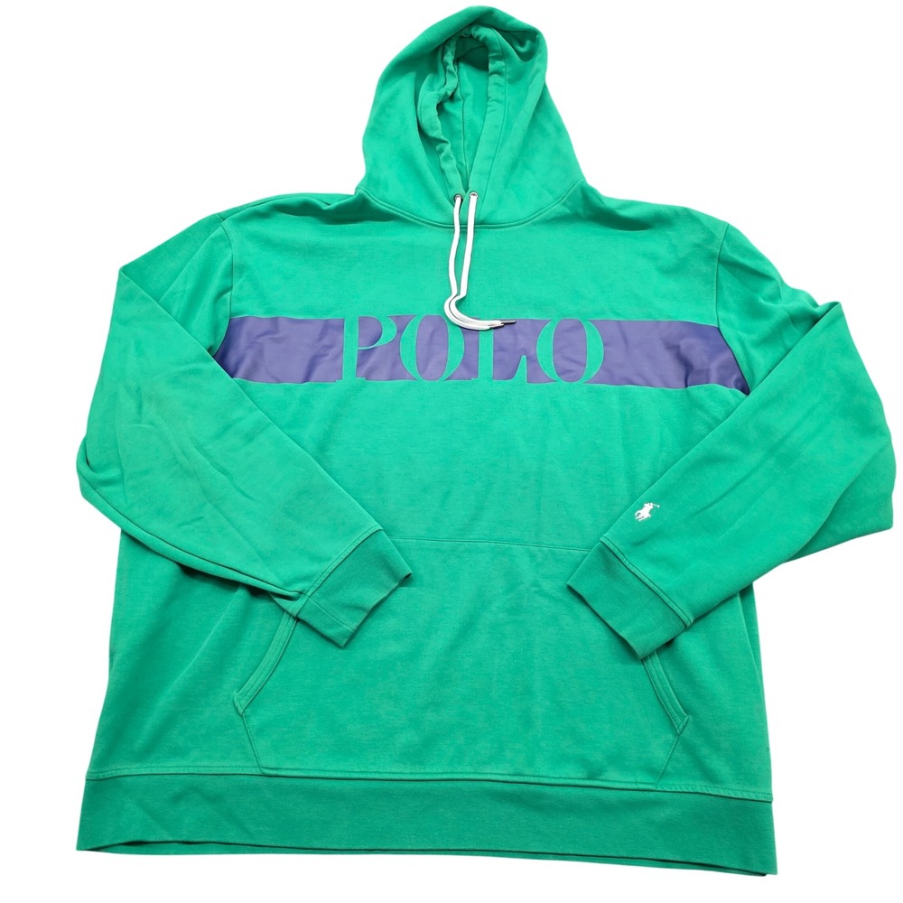 Polo Ralph Lauren Mens Green Purple Graphic Spellout Hoodie 3XLT Big & Tall